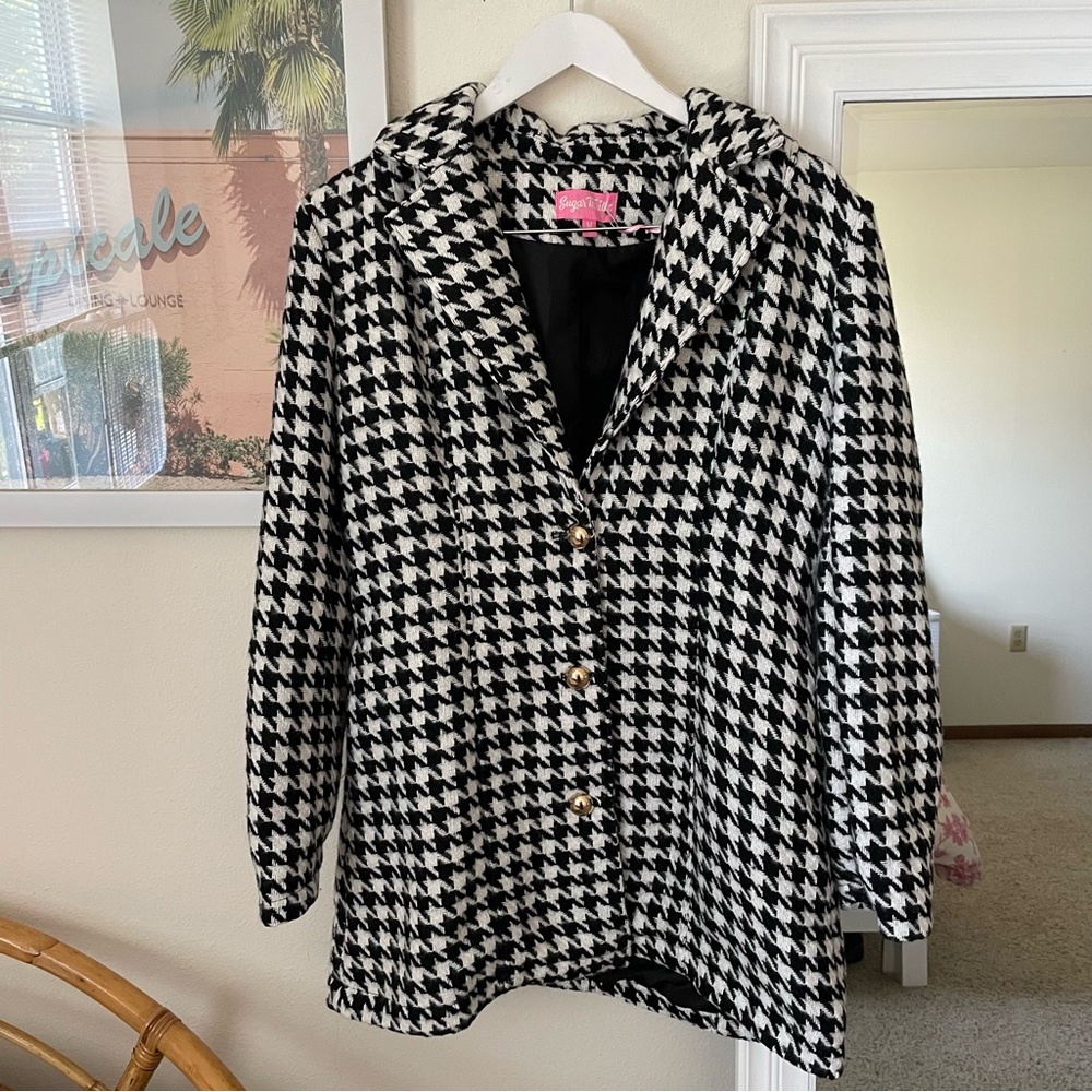 Dolls Kill Sugar Thrillz Reach The Top Tweed Coat Jacket in Size Medium New